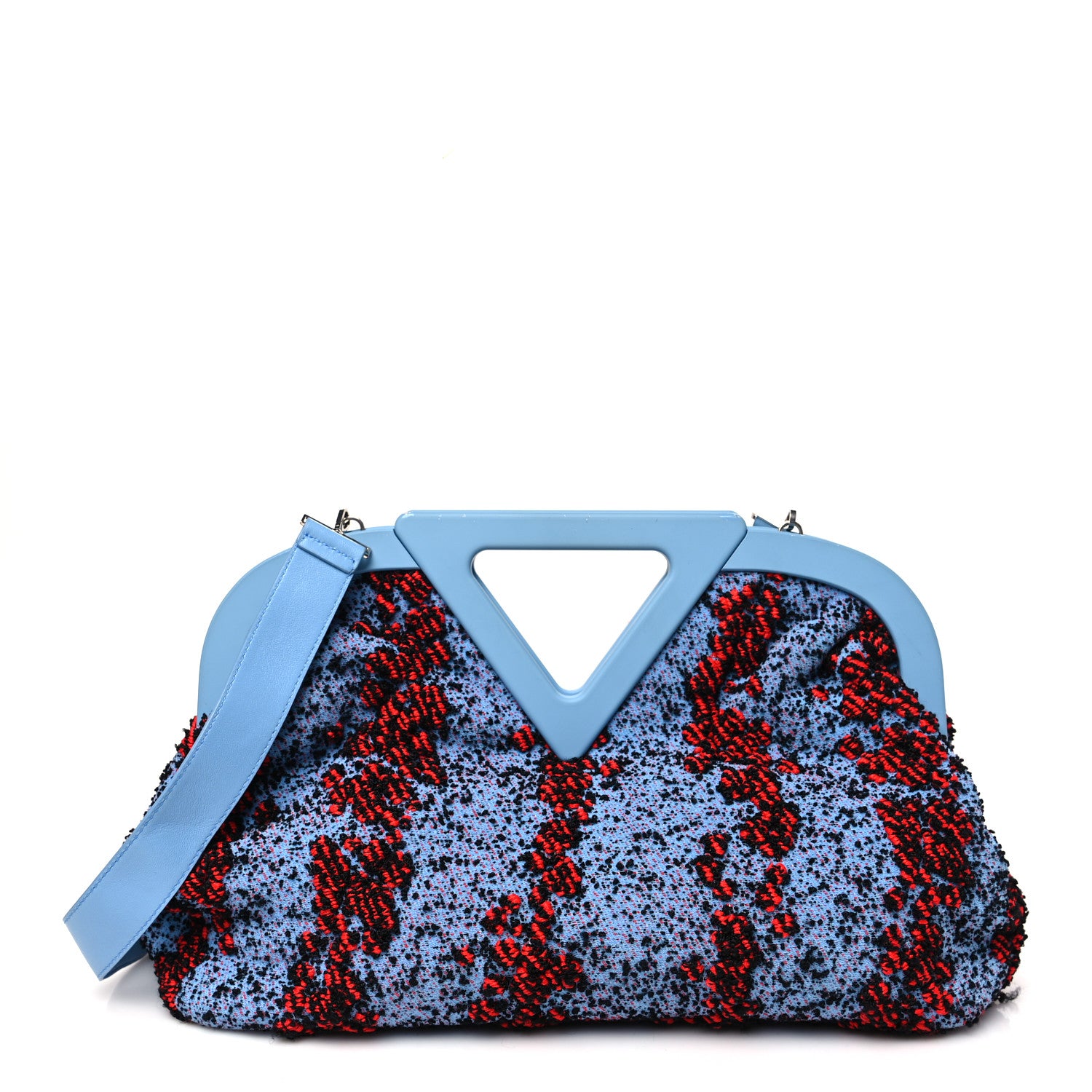 Bottega Veneta Textured Fabric Medium The Point Triangle Bag Red