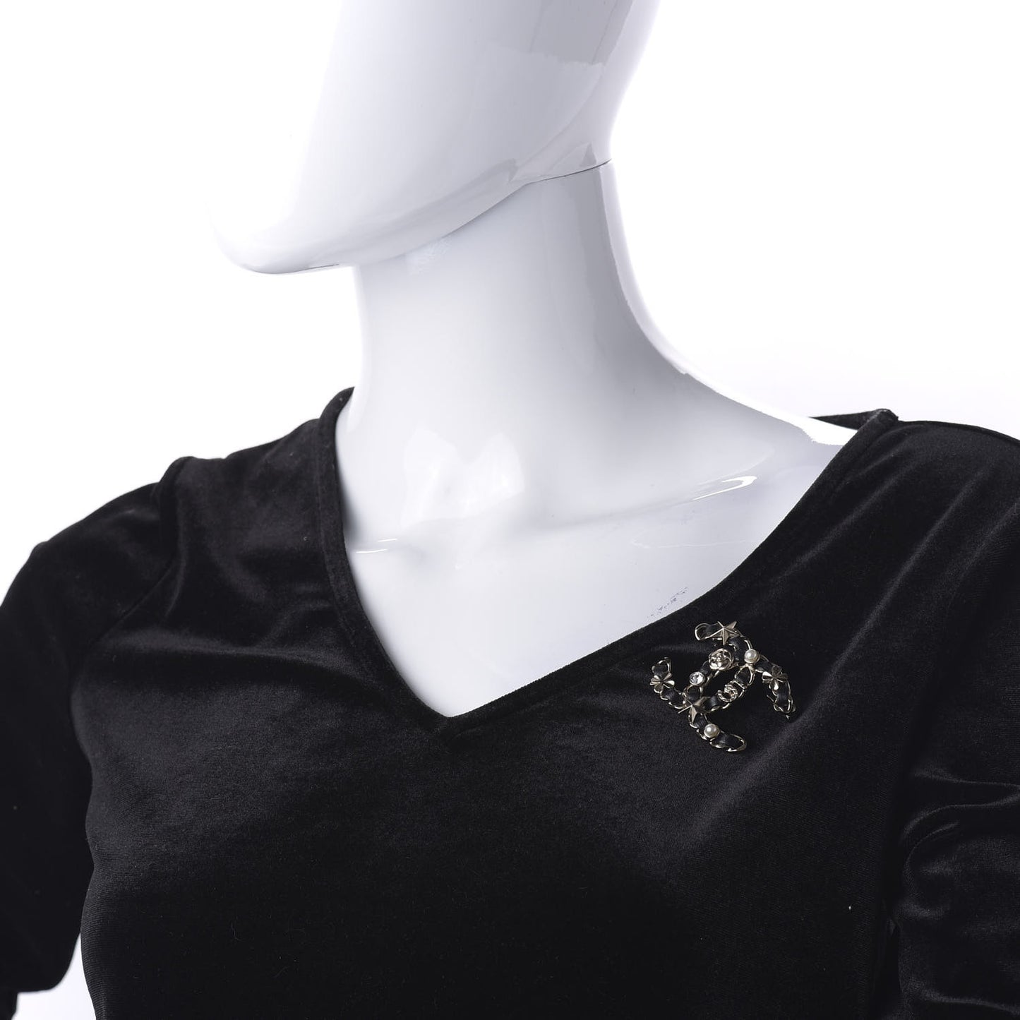 Lambskin Pearl Strass Sergeant Brooch Gold