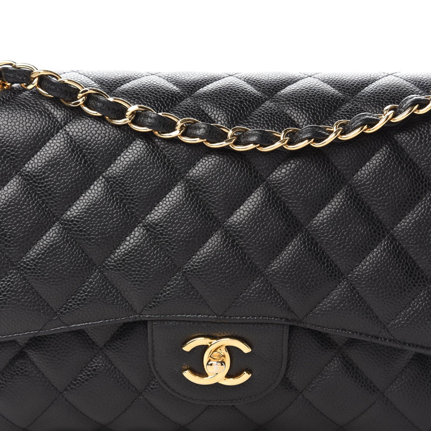 Caviar Quilted Jumbo Double Flap Black