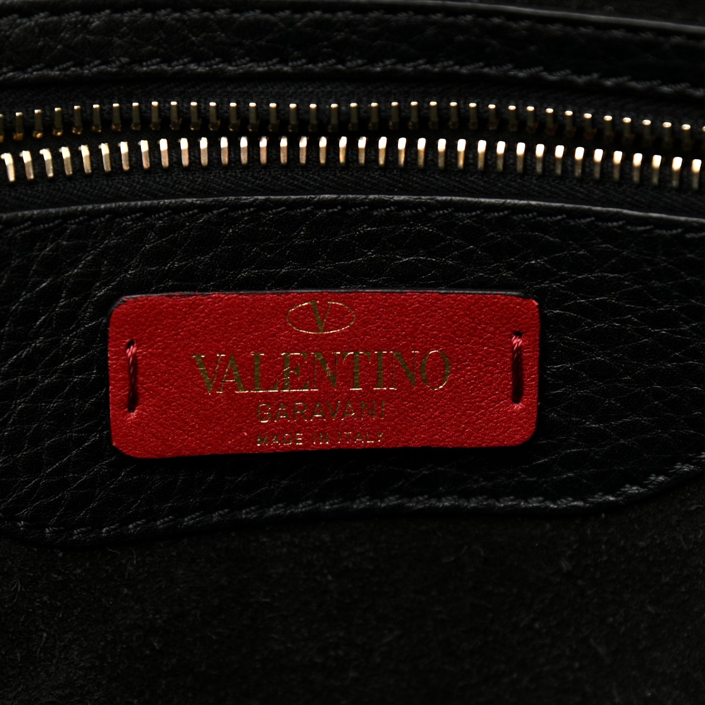Grained Calfskin Rockstud Shoulder Tote Black