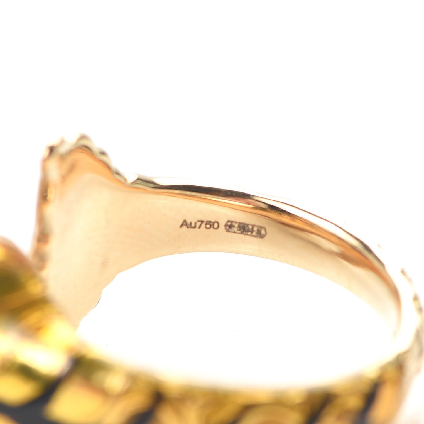 18K Yellow Gold Diamond Enamel Le Marché des Merveilles Tiger Ring Yellow 53 6.5