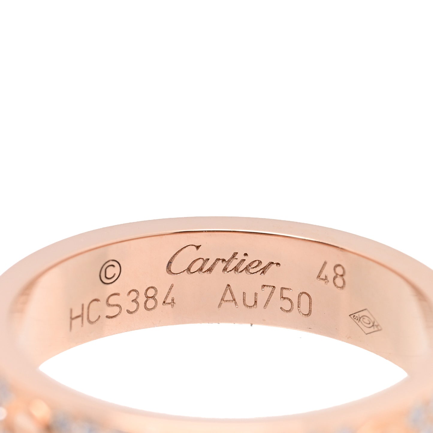 18K Pink Gold Diamond 4mm LOVE Wedding Paved Band Ring 48 4.5
