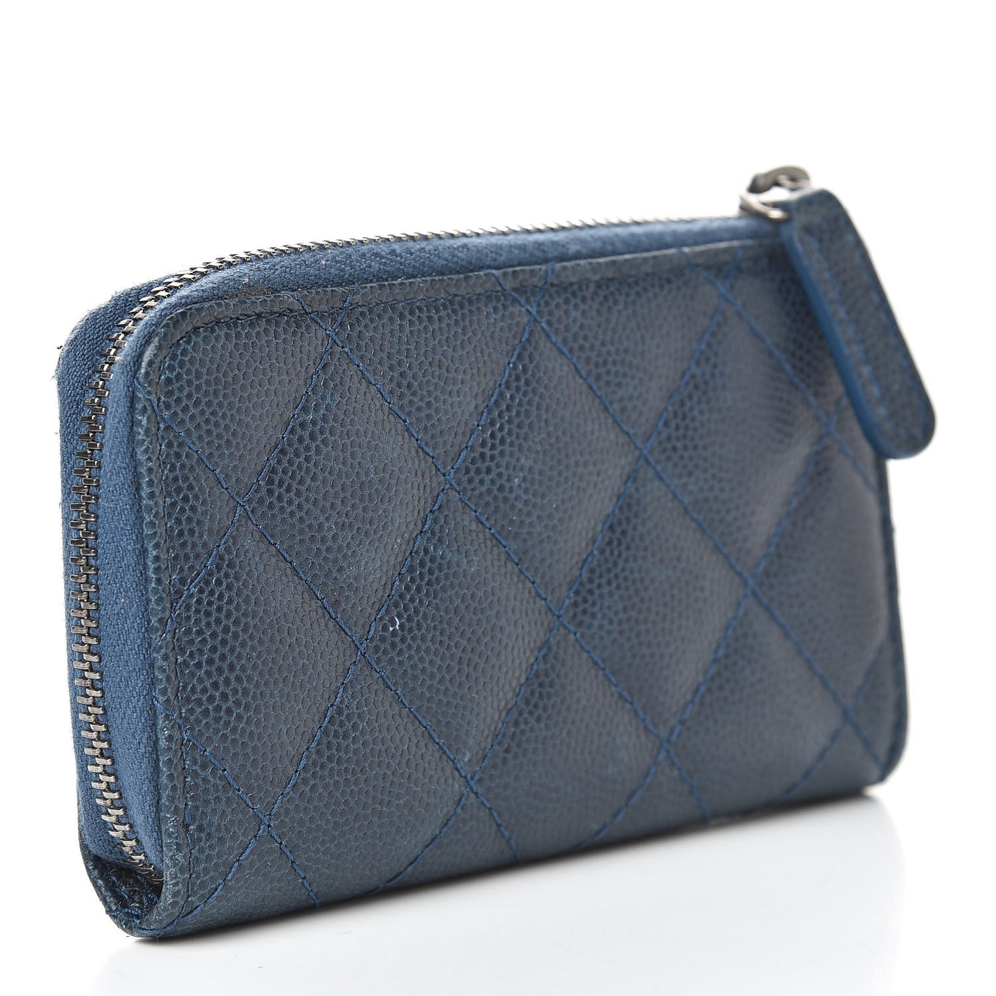 Caviar Quilted Key Holder Case Navy