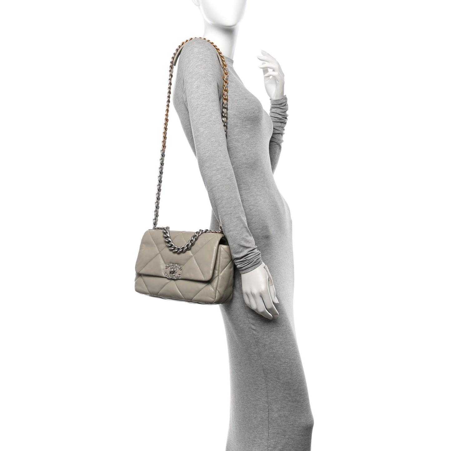 Lambskin Quilted Medium Chanel 19 Flap Grey