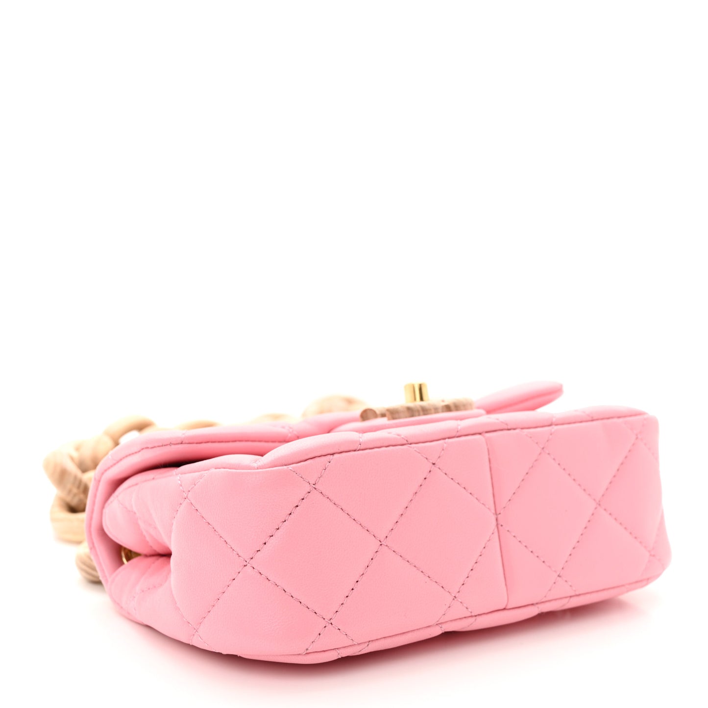Lambskin Wenge Quilted Mini Fashion Wood Square Flap Pink