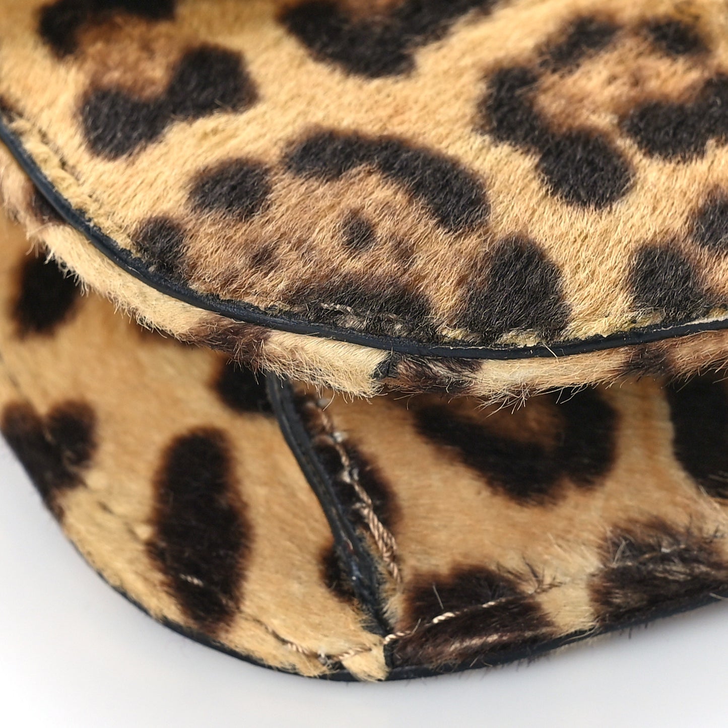 Calf Hair Leopard Print Small Glam Lock Rockstud Flap