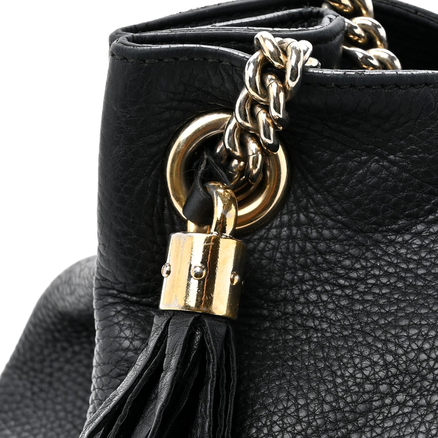 Pebbled Calfskin Medium Soho Chain Shoulder Bag Black