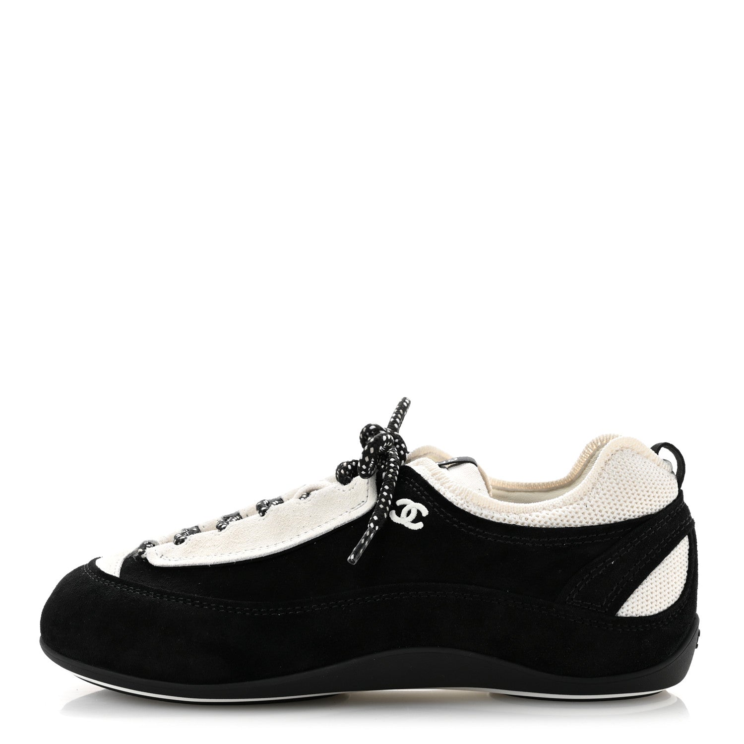 Chanel Velvet Calfskin Mixed Fibers Low Top CC Sneakers 37 Black