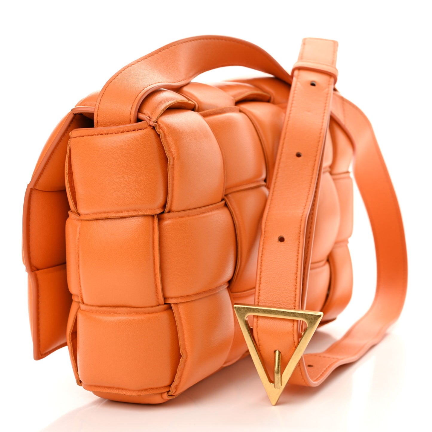 Nappa Maxi Intreccio Padded Cassette Crossbody Bag Orange