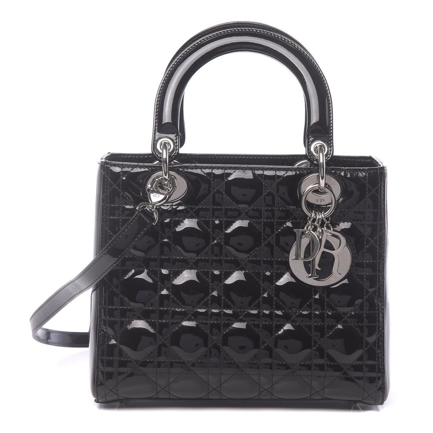 Patent Cannage Medium Lady Dior Black