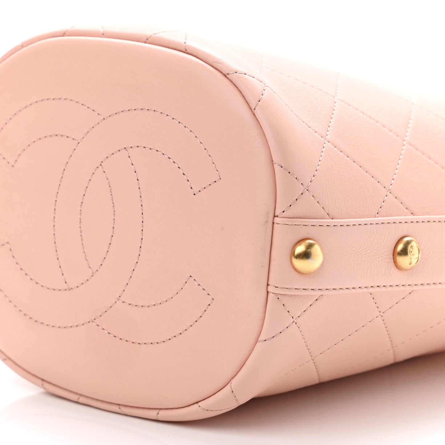 Calfskin Tweed Small CC Chain Bucket Drawstring Bag Light Pink