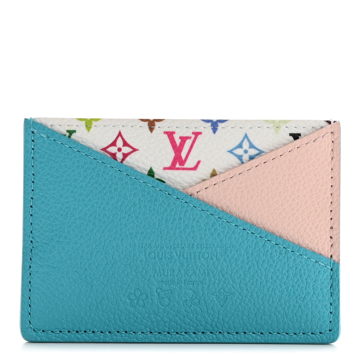LV X TM Monogram Multicolor Criss-Cross Card Holder Kabira Blue Rose