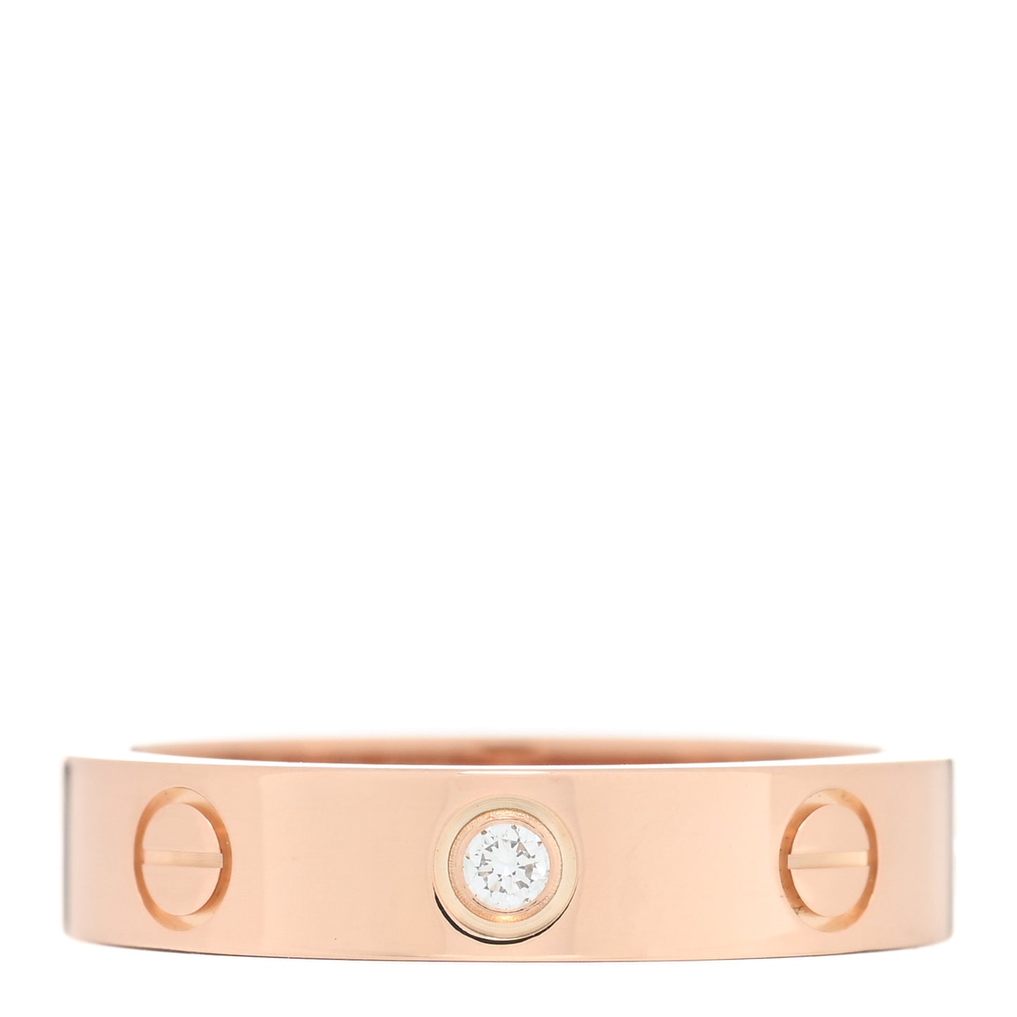18K Pink Gold Diamond 4mm LOVE Ring 50 5.25