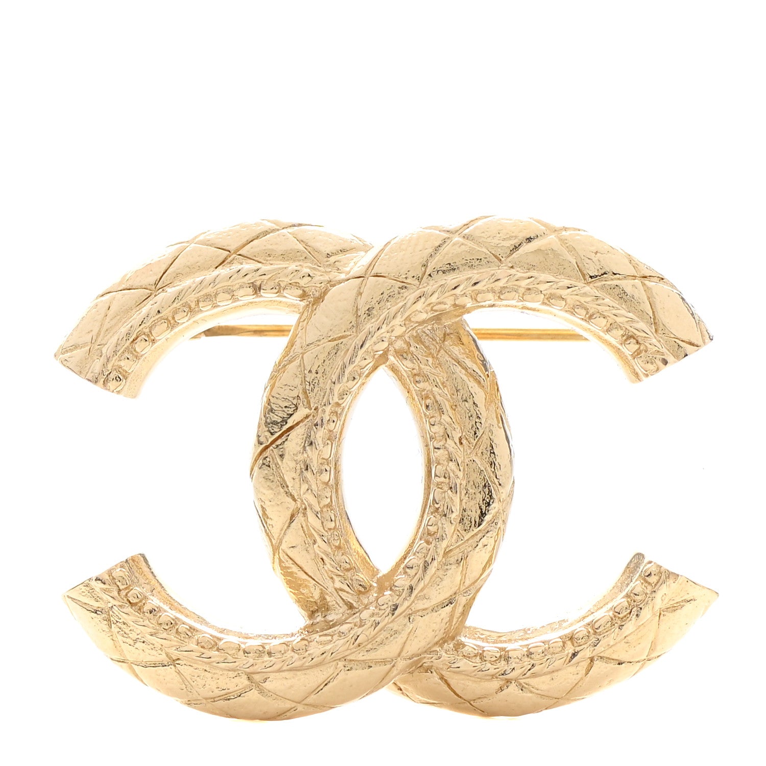 Chanel Metal CC Quilted Brooch Light Gold 1 of 5