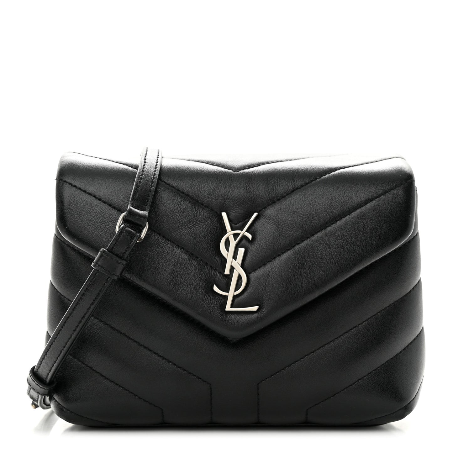Calfskin Y Quilted Monogram Toy Loulou Crossbody Bag Black