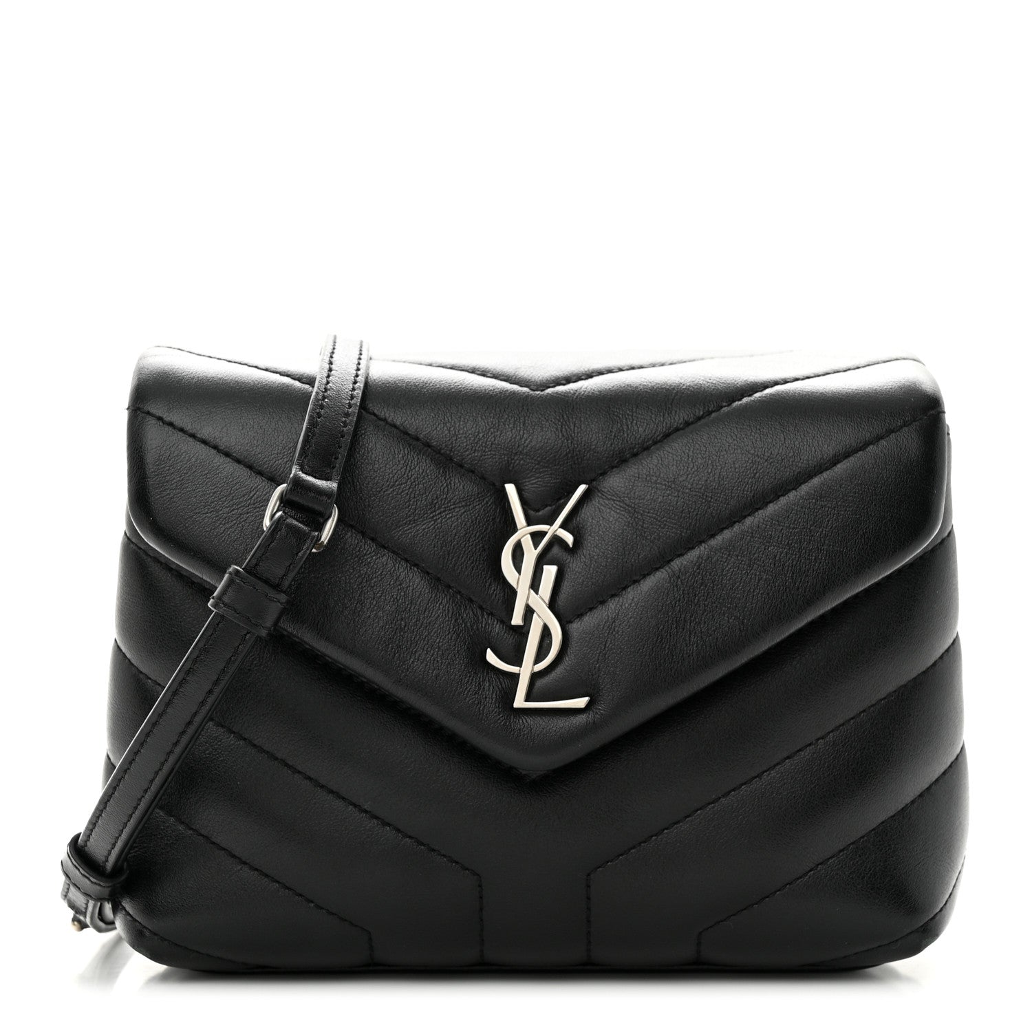 Saint Laurent Calfskin Y Quilted Monogram Toy Loulou Crossbody Bag Black 1 of 9