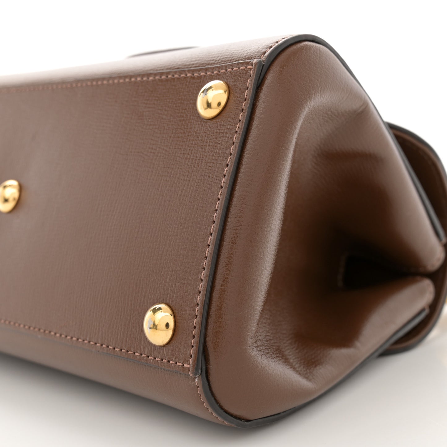 Glazed Textured Calfskin Mini Horsebit 1955 Top Handle Flap Bag Brown Sugar