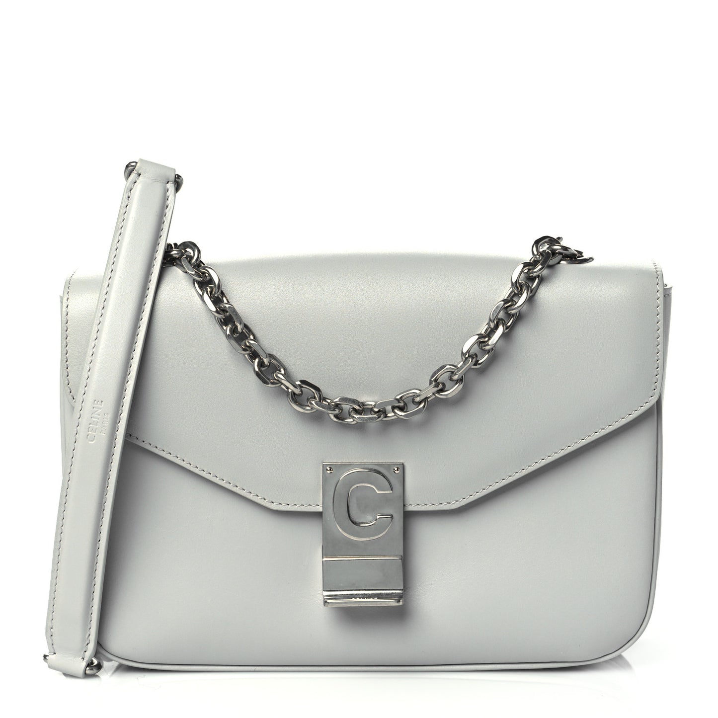 Shiny Calfskin Medium C Bag Light Grey