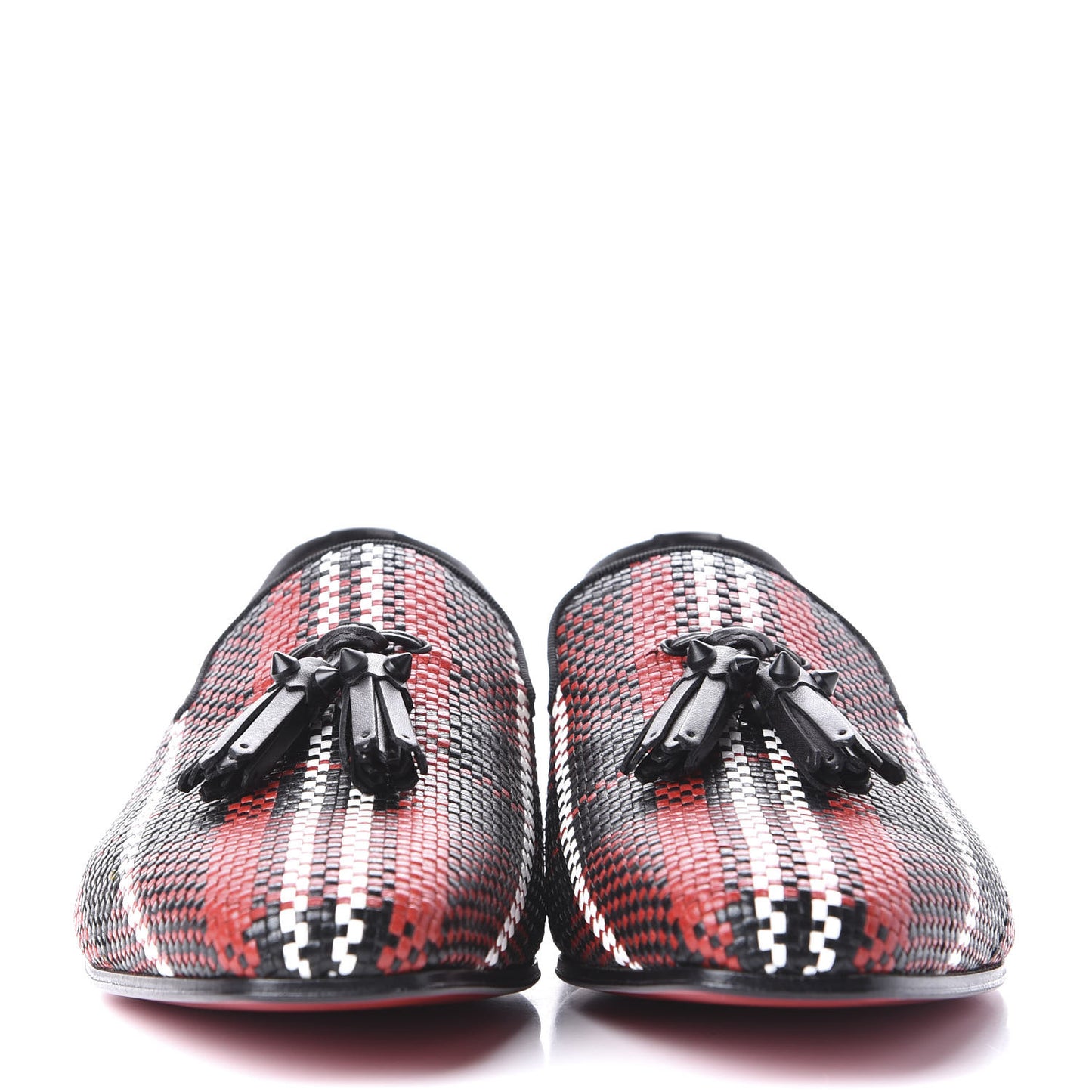 Calfskin Tresse Taty Mens Dada Flat Loafers 41.5 Rouge Black
