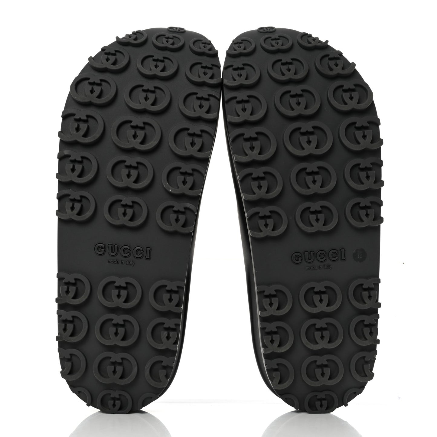 Soft Rubber Mens Interlocking G Platform 42mm Slide Sandals 12 Black
