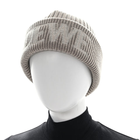 Wool Logo Beanie Dark Beige