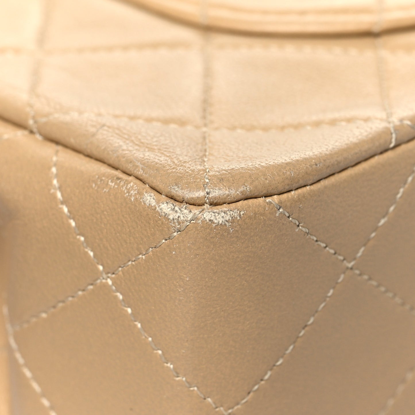 Lambskin Quilted Small Double Flap Beige