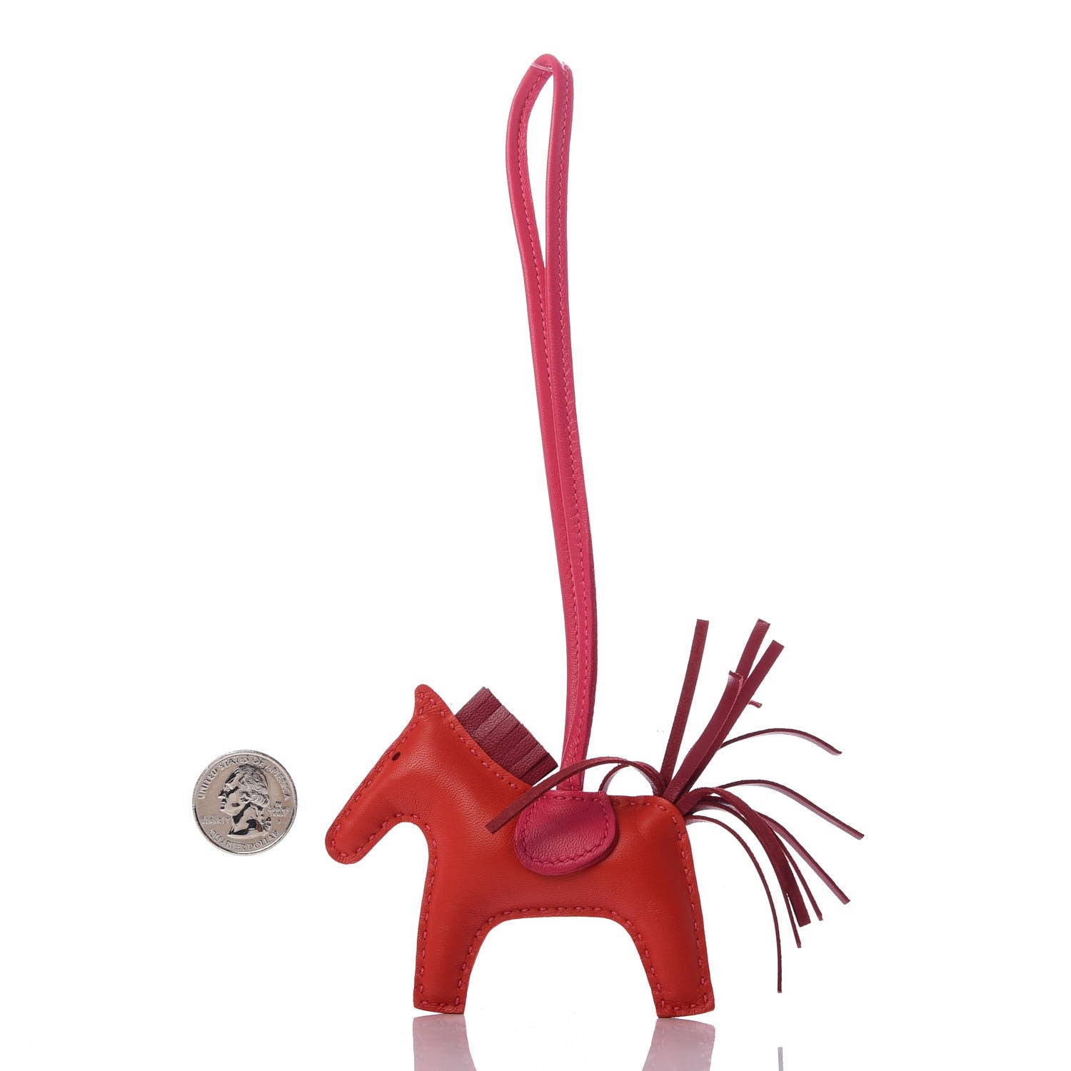 Hermes Milo Lambskin Grigri Rodeo Horse Bag Charm PM Rouge Indien Rubis Rose Mexico 2 of 4