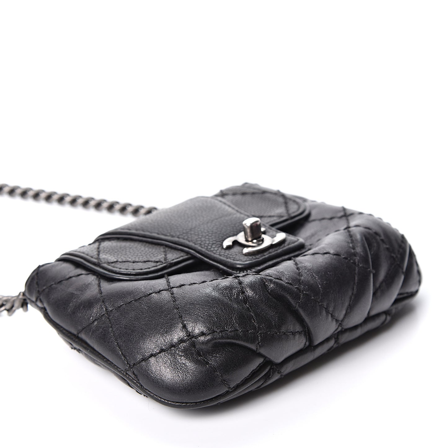 Caviar Aged Calfskin Mini Bubble Graphic Messenger Bag Black