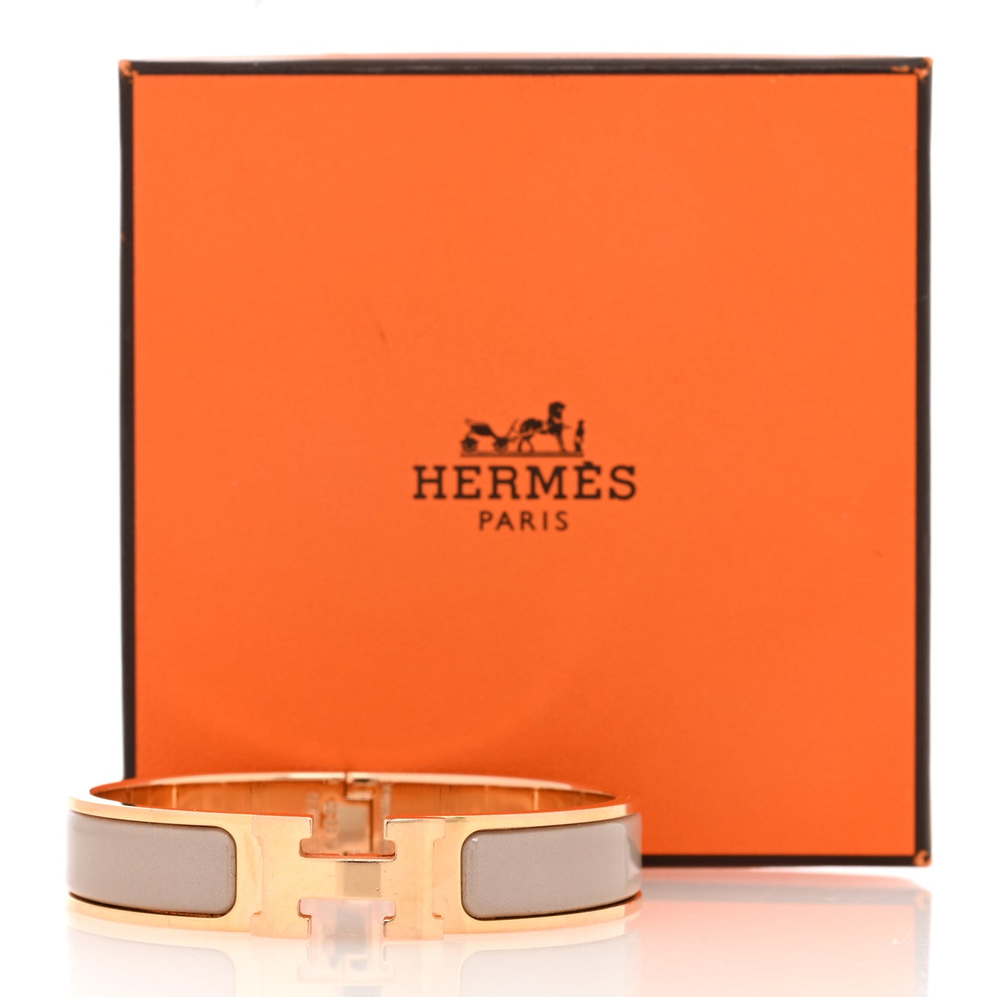 Enamel Narrow Clic Clac H Bracelet PM Marron Glace