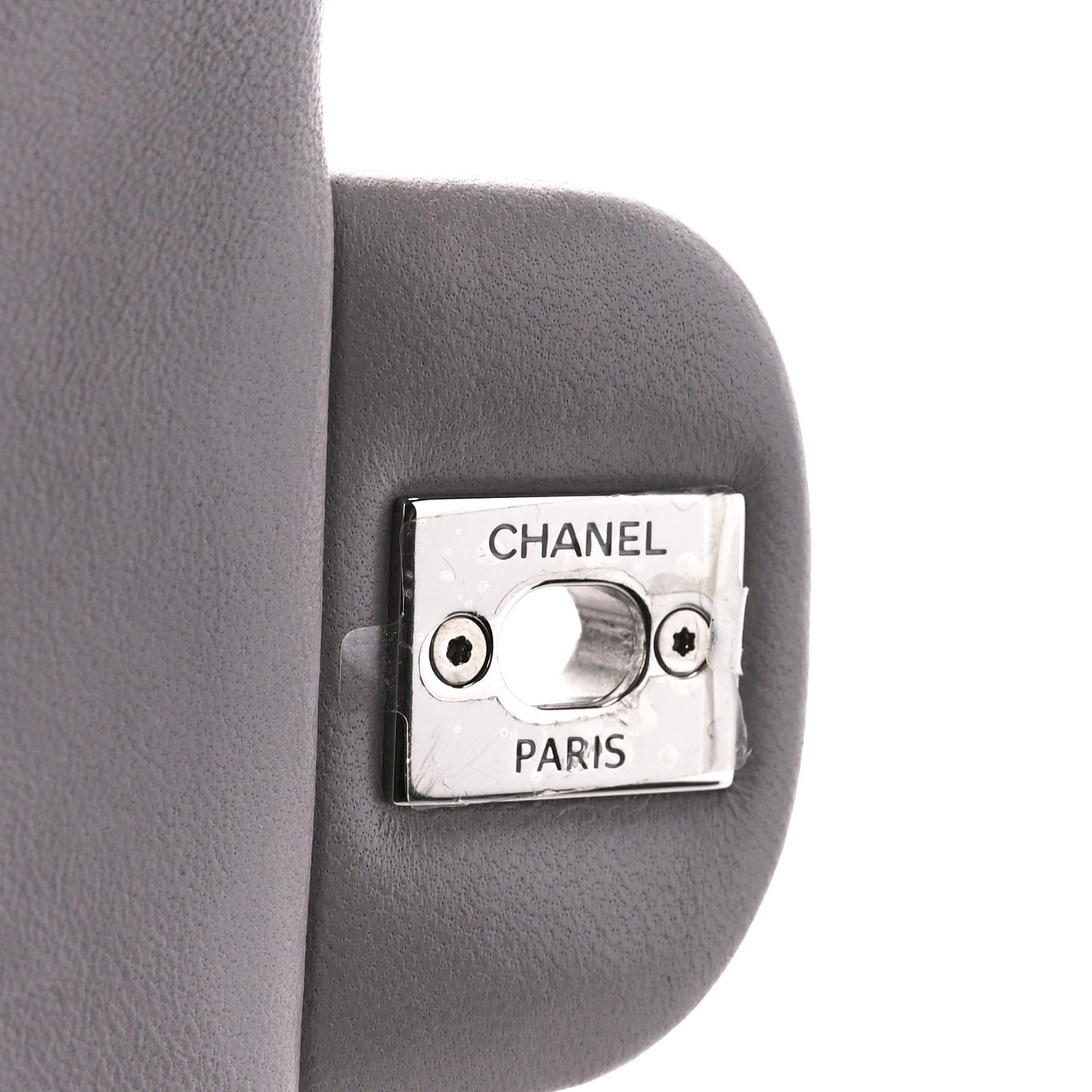 Lambskin Quilted Mini Rectangular Flap Grey