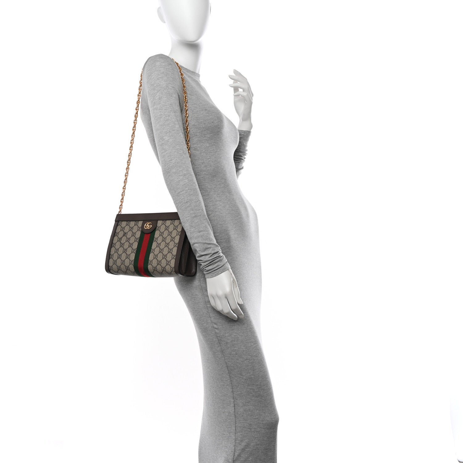 Gucci GG Supreme Monogram Web Small Ophidia Chain Shoulder Bag Brown 2 of 11