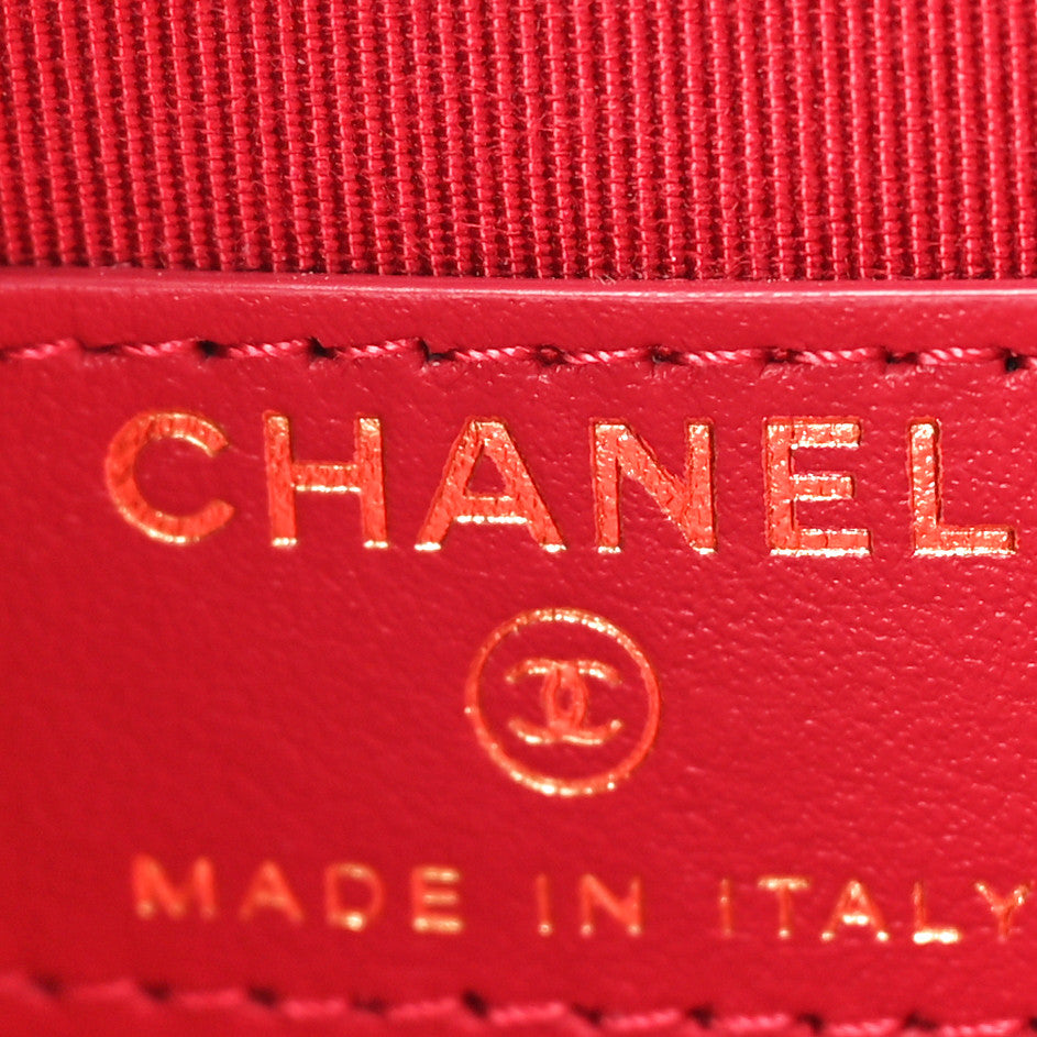 Shiny Goatskin Quilted Small Chanel 19 Pouch With Handle Black