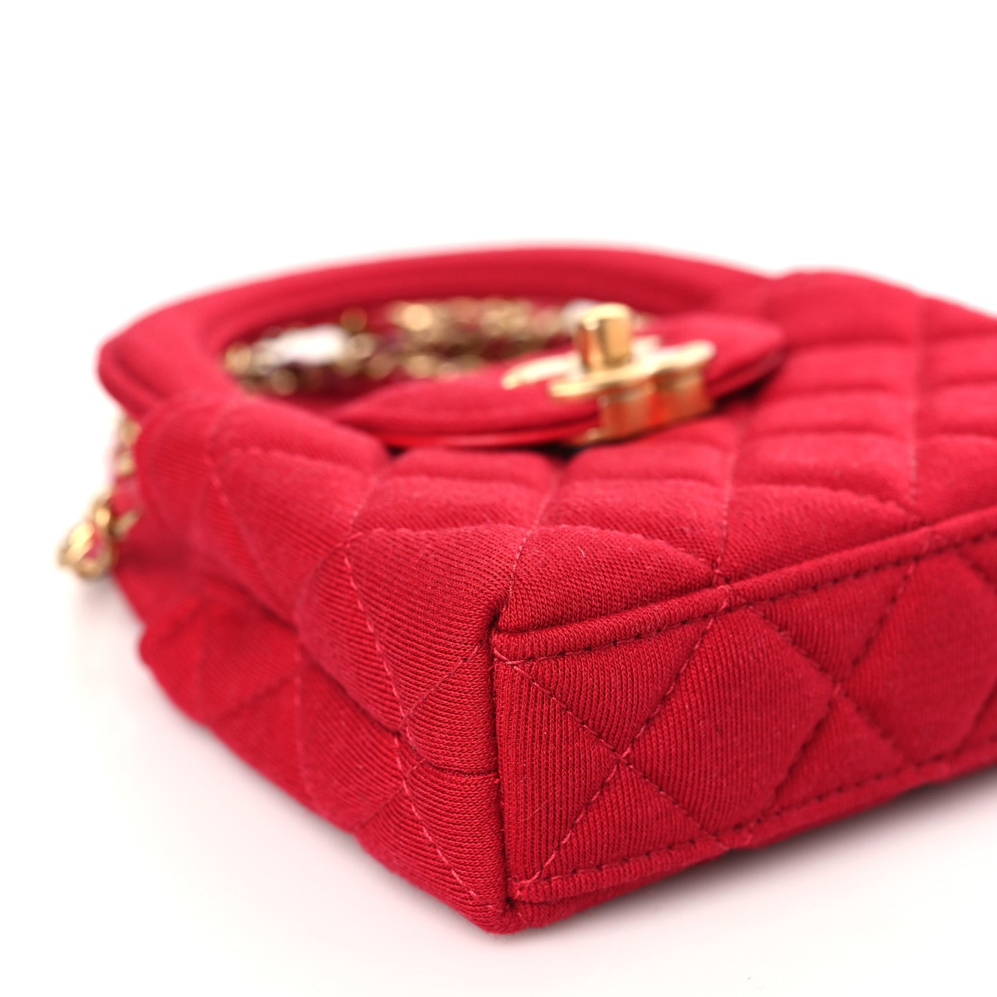 Jersey Quilted Mini Nano Kelly Shopper Red