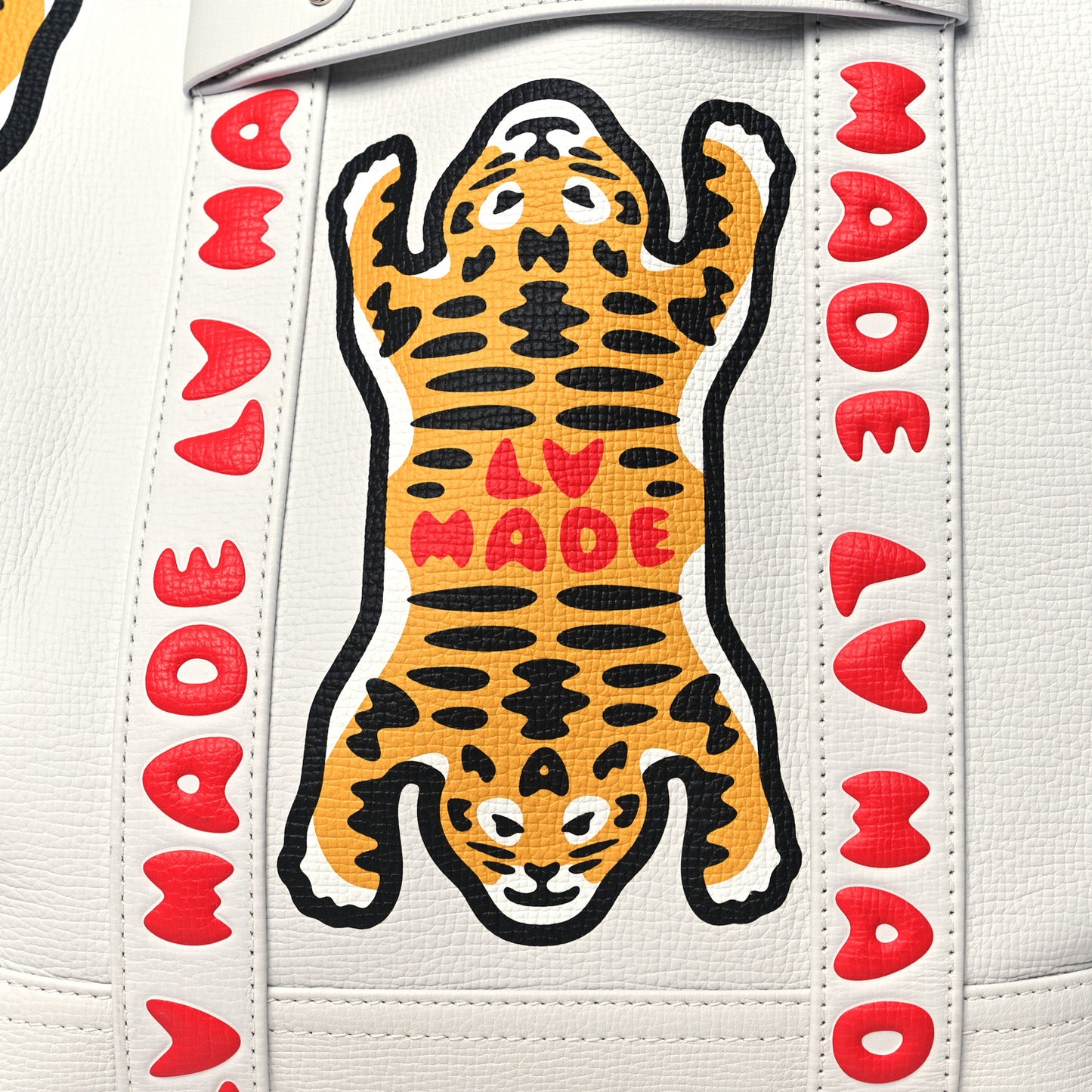 X NIGO Calfskin Tiger Journey Tote White