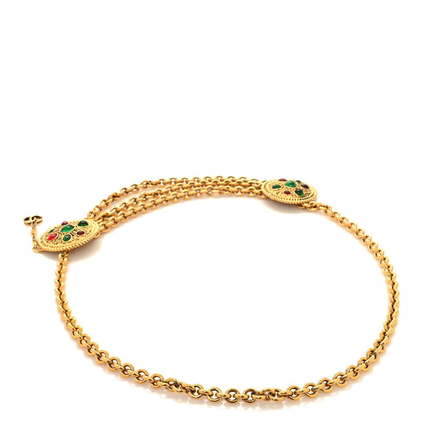 Gripoix Poured Glass Chain Belt Gold