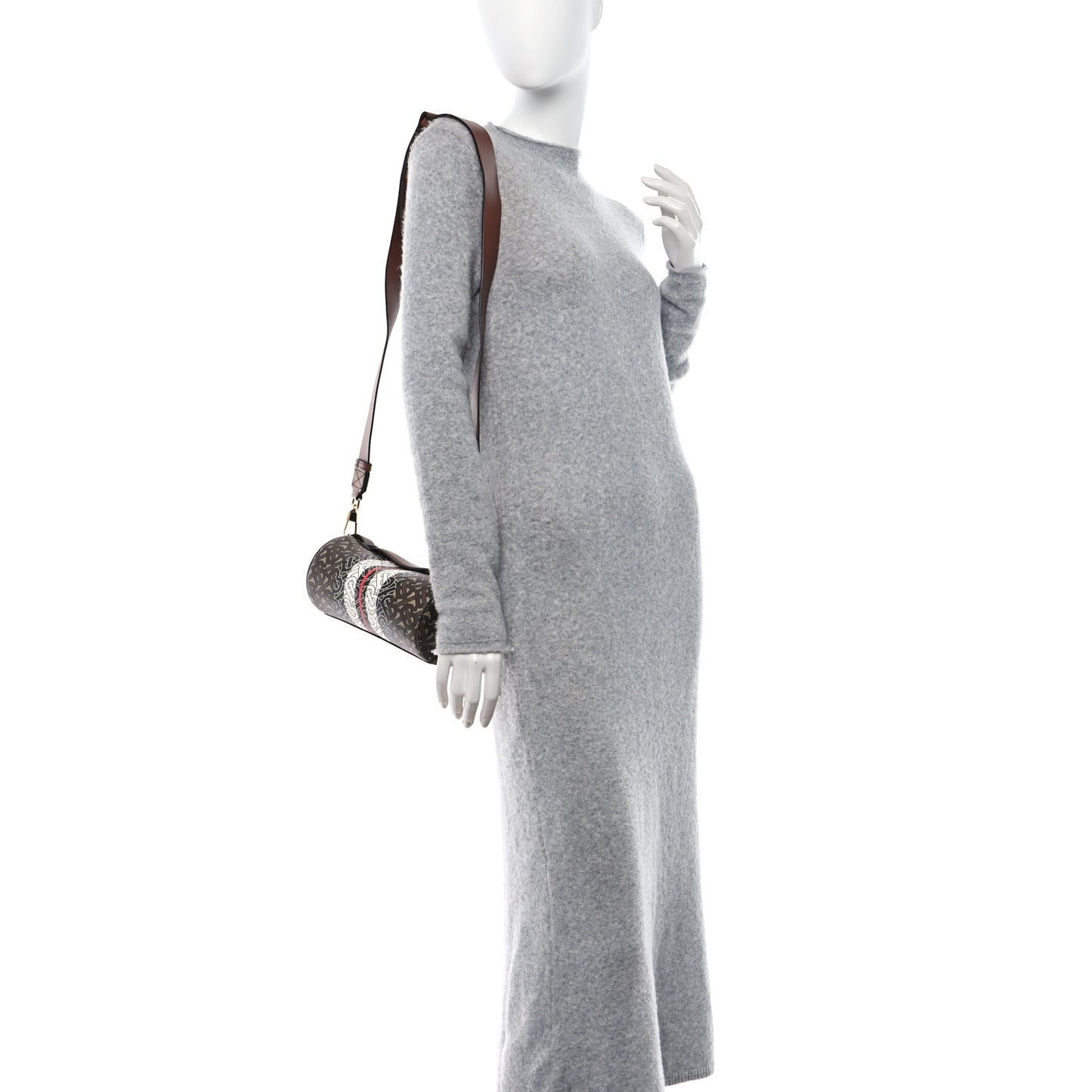 E-Canvas Monogram Stripe The Barrel Bag Bridle Brown