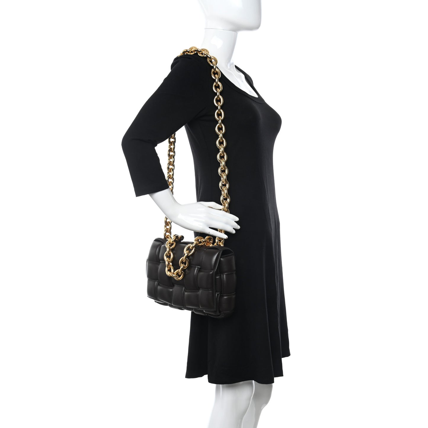 Lambskin Maxi Intreccio Padded Chain Cassette Crossbody Bag Black