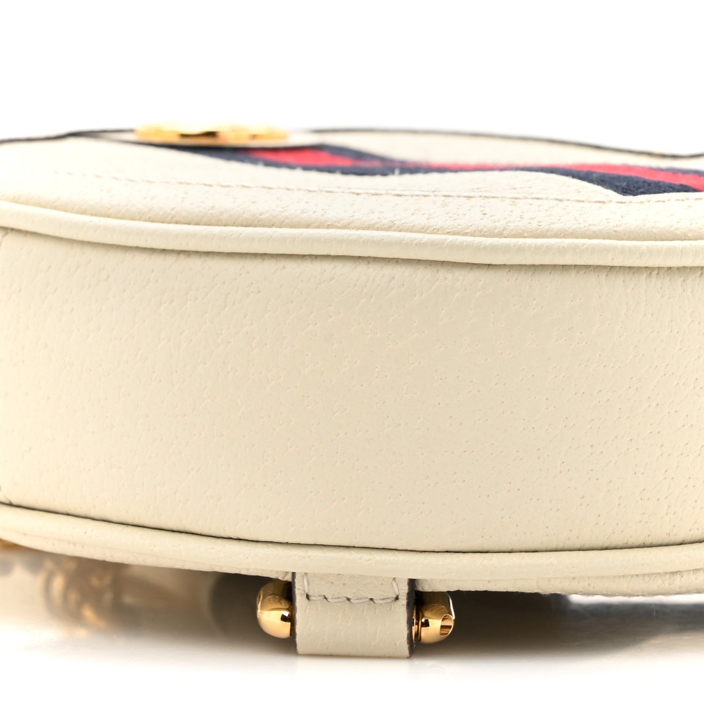 Textured Calfskin Web Mini Ophidia Round Backpack Mystic White