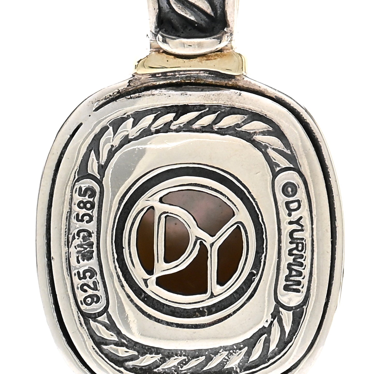 Sterling Silver 14K Yellow Gold Pearl 10mm Albion Enhancer Pendant