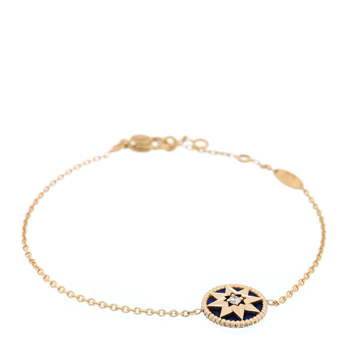 18K Rose Gold Diamond Lapis Lazuli Rose Des Vents Bracelet