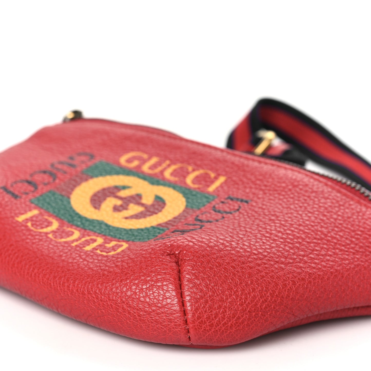 Grained Calfskin Small Logo Belt Bag Hibiscus Red
