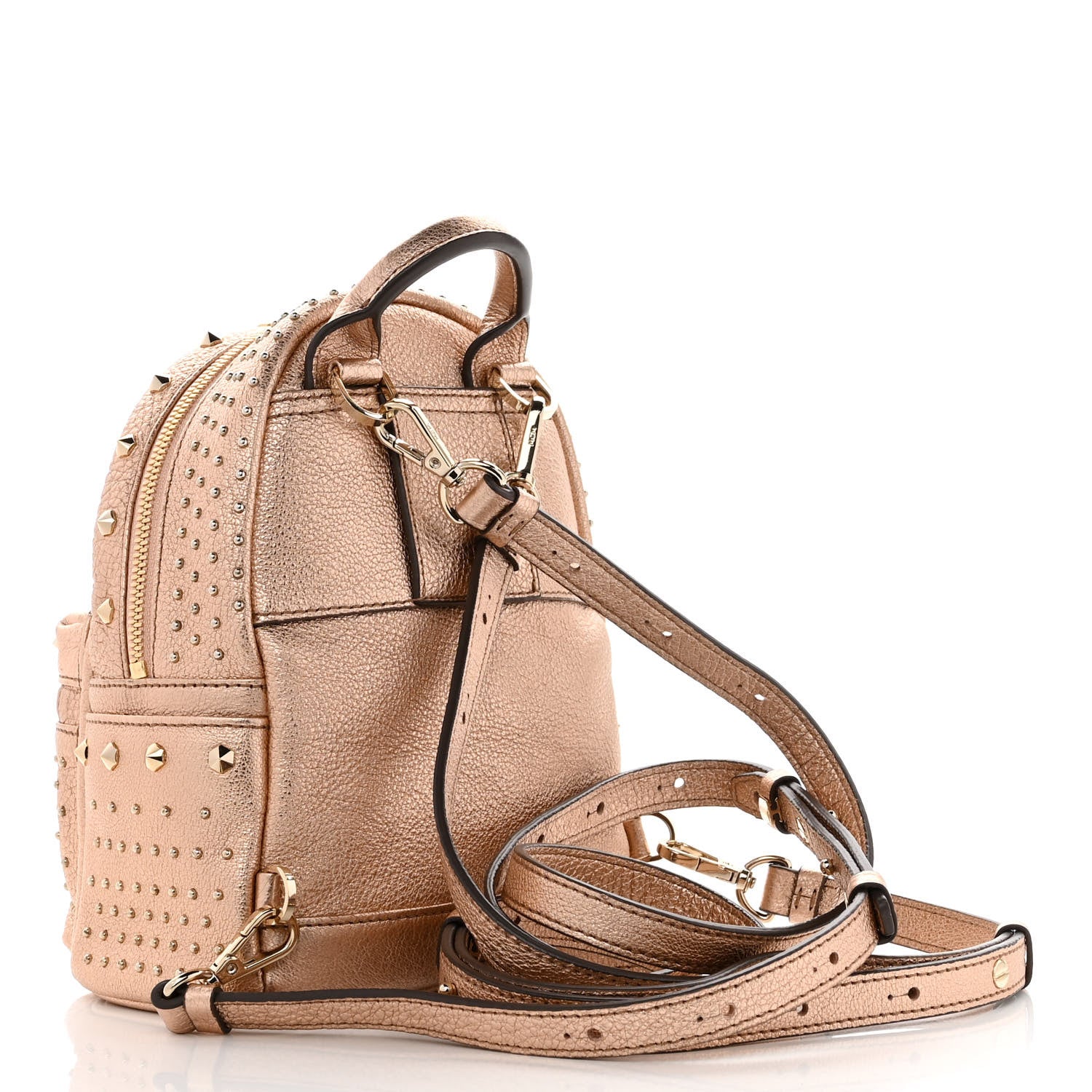 MCM Metallic Calfskin Stud X-Mini Stark Bebe Boo Backpack Champagne Gold 3 of 11