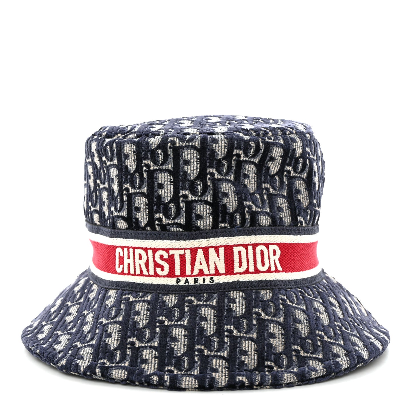 Velvet Oblique Large Brim Bucket Hat 58 Bleu Red