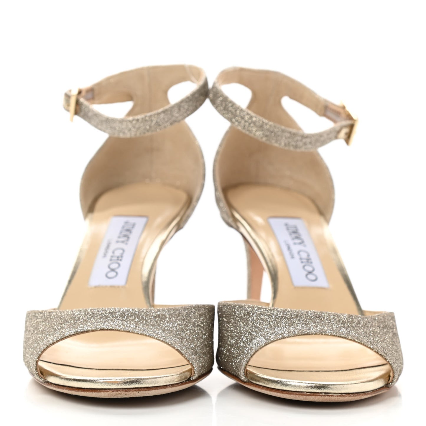 Glitter Ankle Strap Pumps 36 Gold