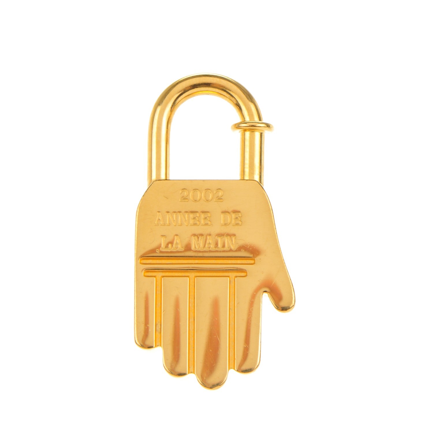 HERMES 2002 ANNEE DE LA MAIN 錠 Hermes Gold Plated Annee De La Main Cadena Lock 167144