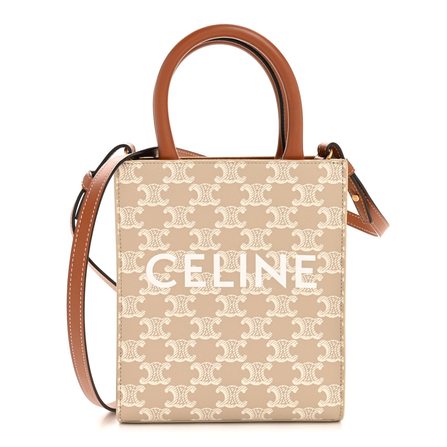 Mini Vertical Cabas Triomphe Canvas バッグ Celine Triomphe Canvas Calfskin Mini Vertical Cabas Grege 1813688