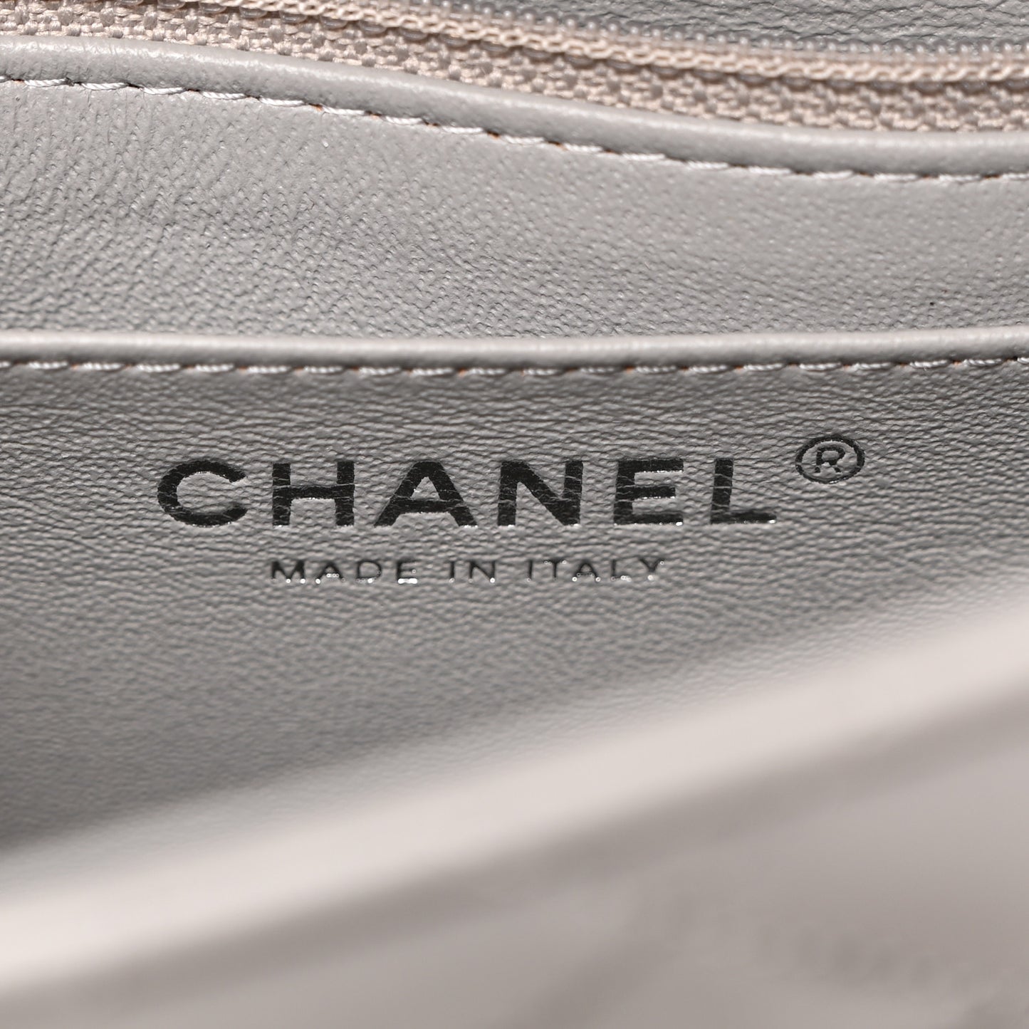 Lambskin Quilted Mini Square Flap Light Grey