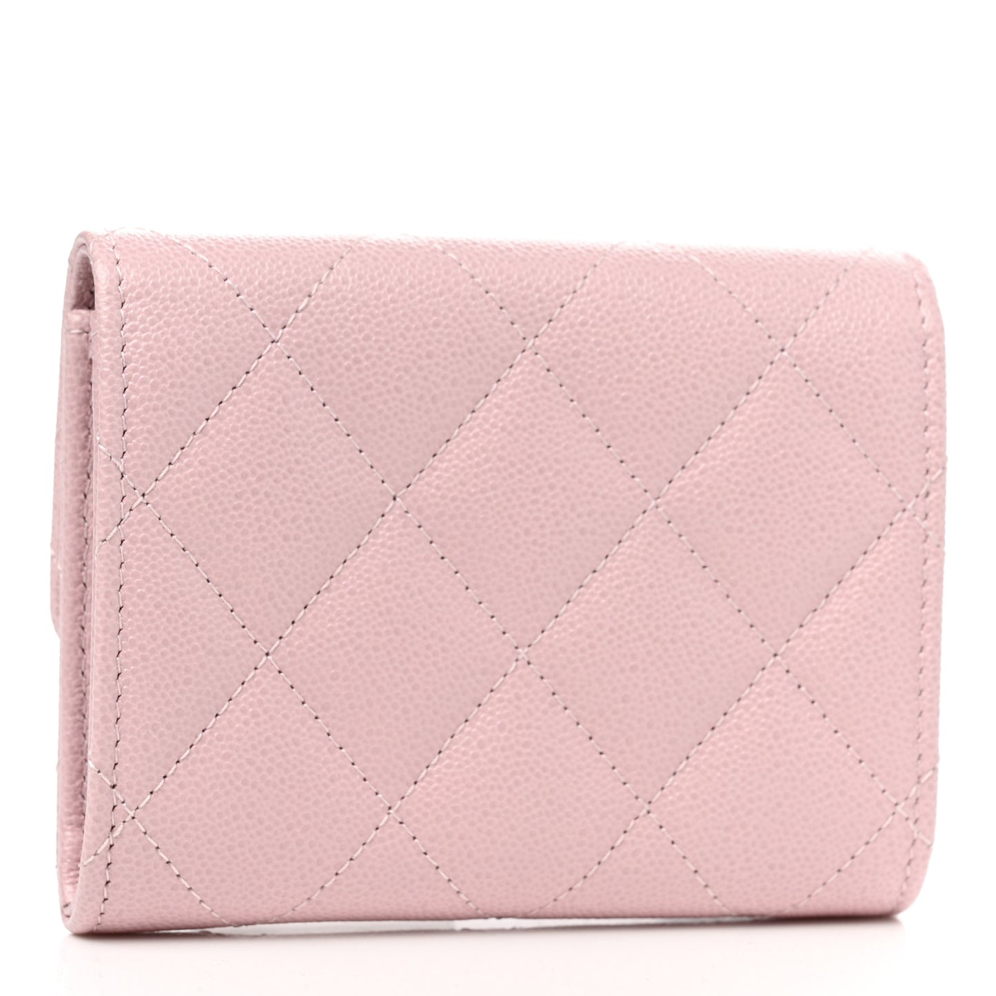 Caviar Quilted Studded CC Flap Card Holder Light Pink
