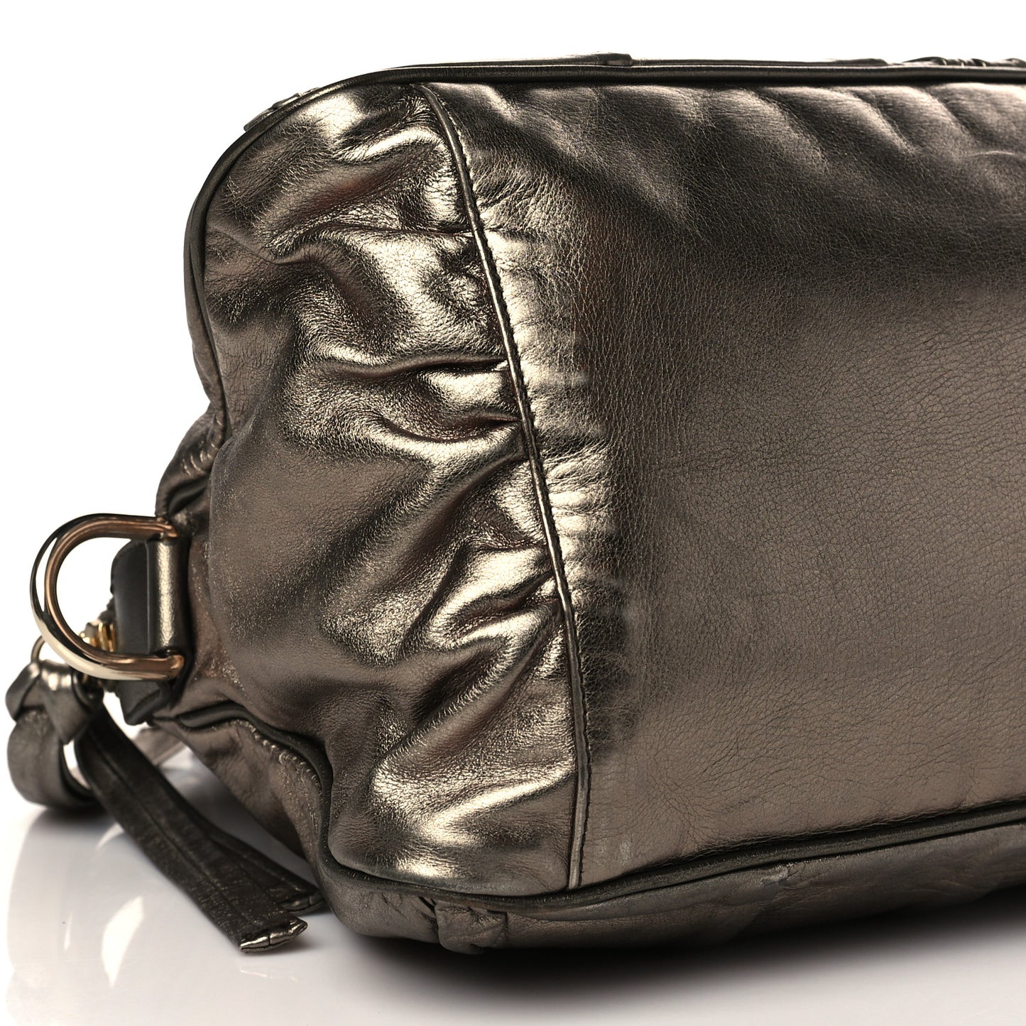 Metallic Calfskin Medium Hysteria Top Handle Bag Gold