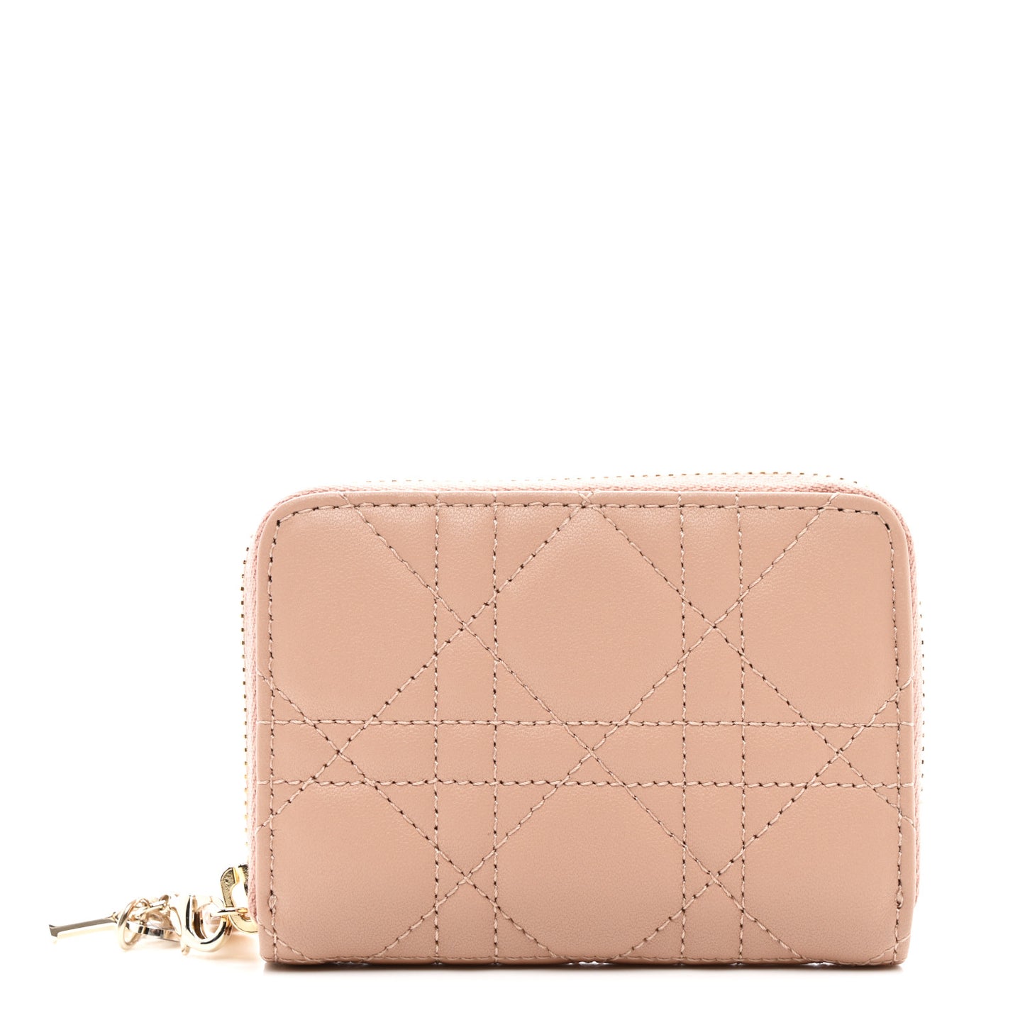 Lambskin Cannage Small Lady Dior Voyageur Coin Purse Rose Des Vents